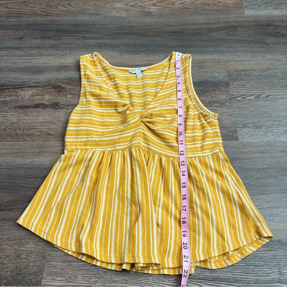 Lucky Brand Yellow & White Striped Twist Front Peplum Tank Top Size XS - Picture 6 of 6